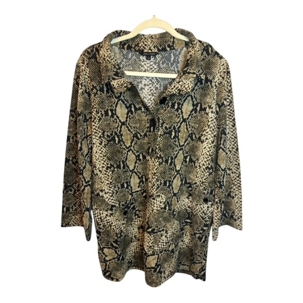 John Mark Blouse Women's Size Large Snake Print Wire Collar‎ Business Office
